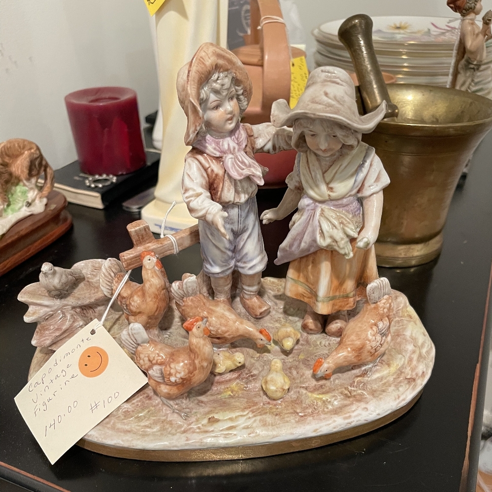 Charming Children and Chickens Figurine